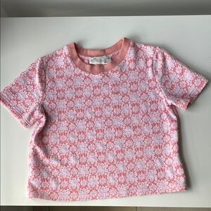 J.O.A. Pink and White Short Sleeve Tee with Bow Pattern